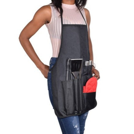 Stainless Steel Braai BBQ Apron Kitchen worn by a female model