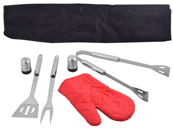 Stainless Steel Braai Apron-Black-Silver