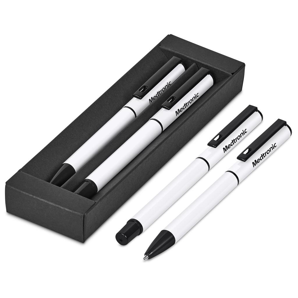Stanza Ball Pen & Rollerball Set SOLID WHITE - Sets,Writing Instruments