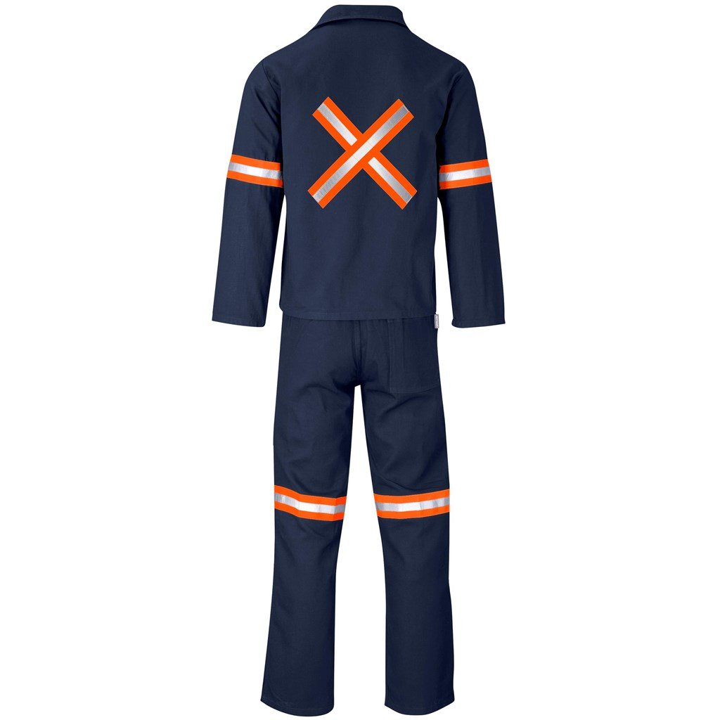 Technician 100% Cotton Conti Suit - Reflective Arms Legs & Back - Orange Tape