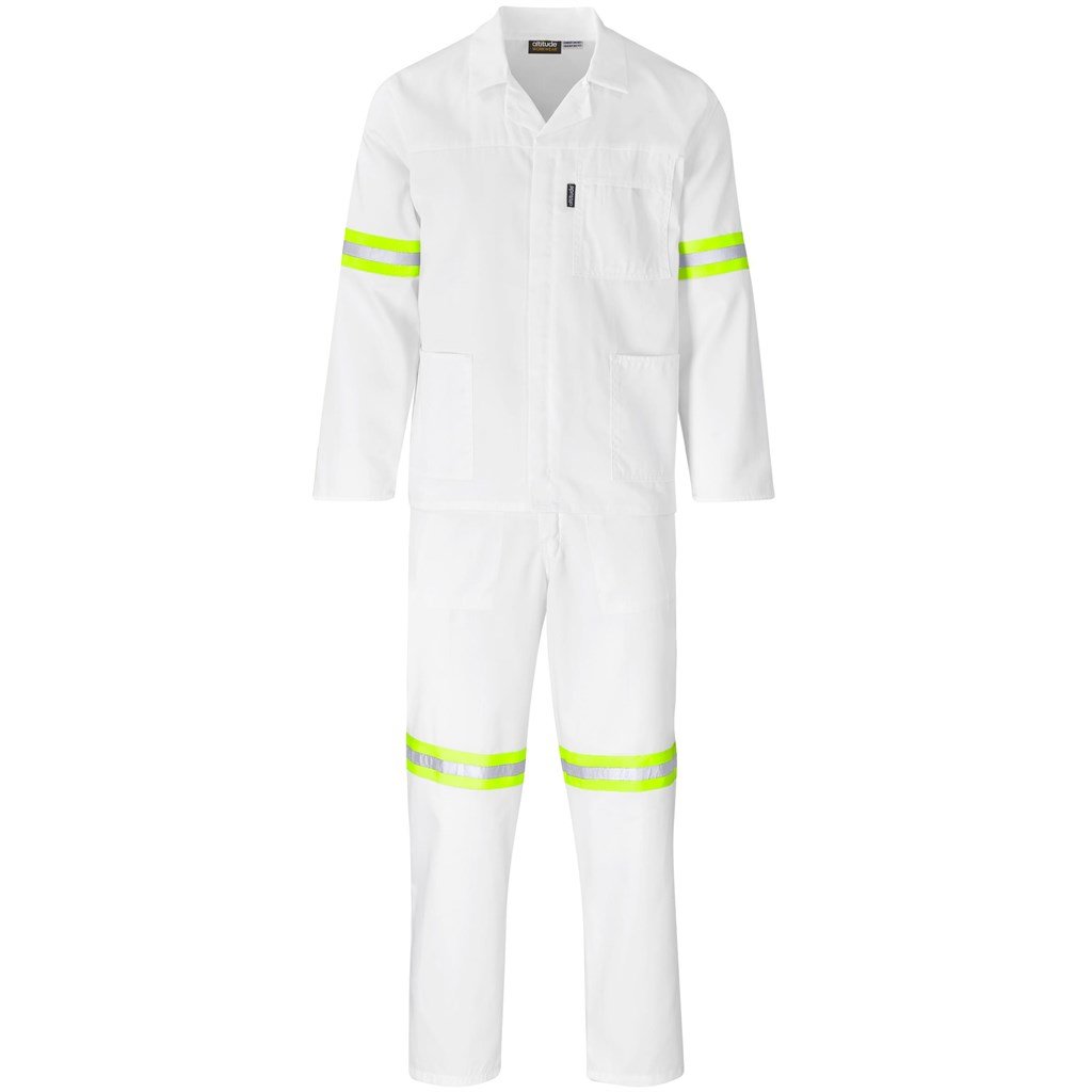 Trade Polycotton Conti Suit - Reflective Arms & Legs - Yellow Tape 32 / WHITE