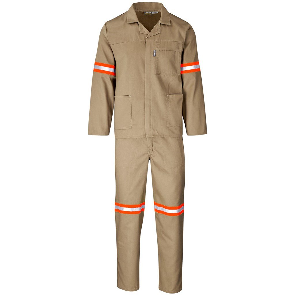 Trade Polycotton Conti - Suit Reflective Arms Legs & Back - Orange Tape 32 / KHAKI