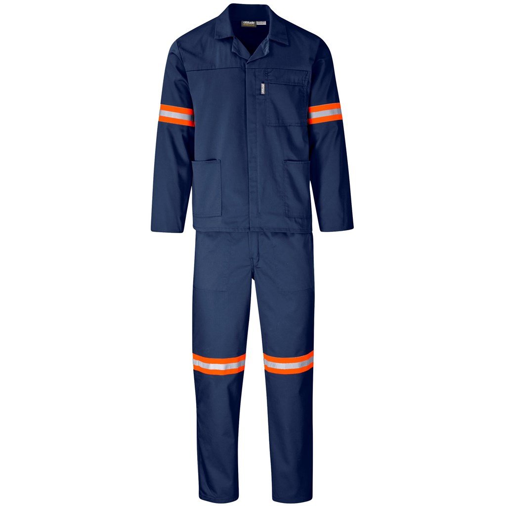 Trade Polycotton Conti - Suit Reflective Arms Legs & Back - Orange Tape 32 / NAVY