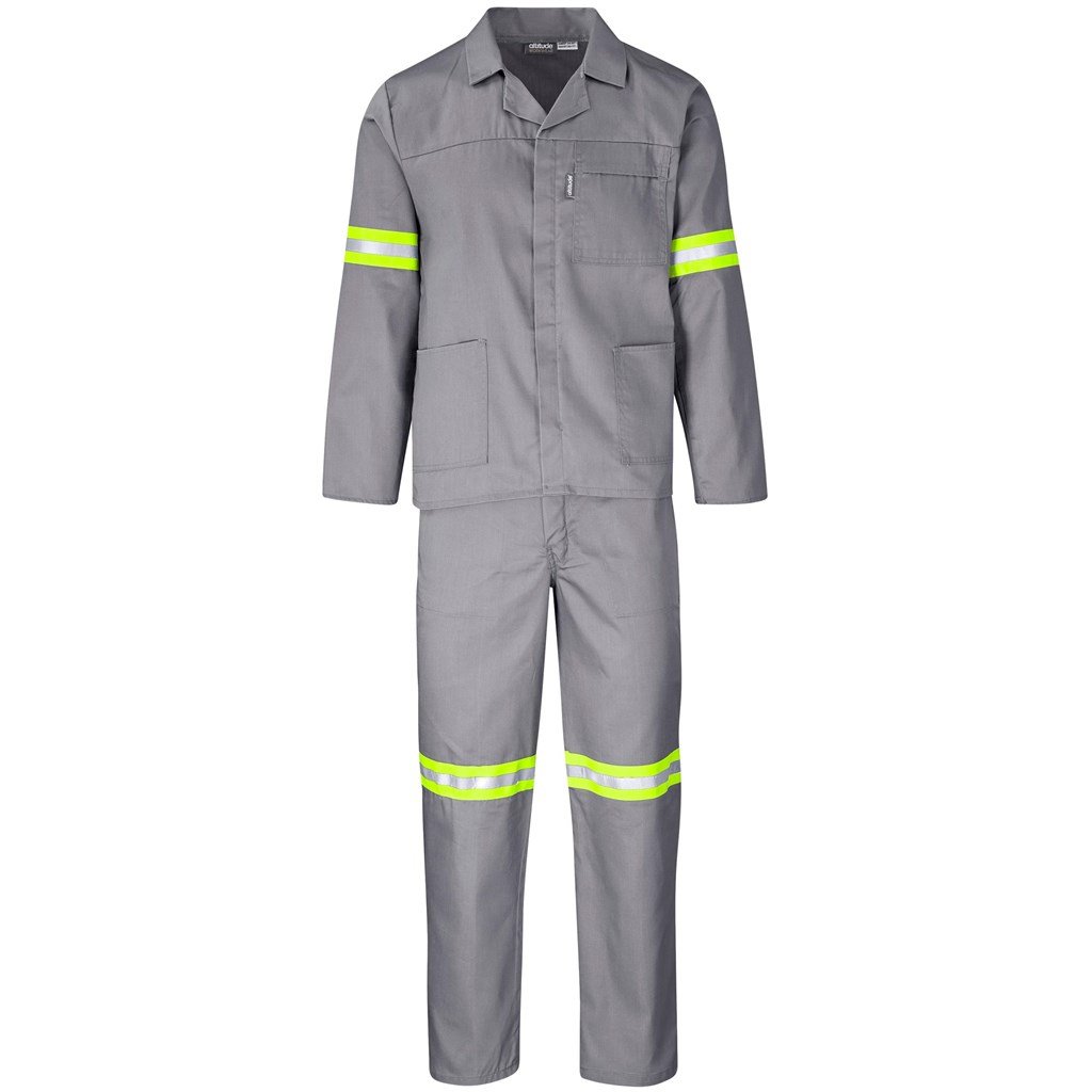 Trade Polycotton Conti Suit - Reflective Arms Legs & Back - Yellow Tape 32 / GREY