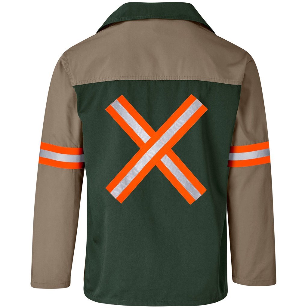 Two-Tone Polycotton Work Jacket - Reflective Arms & Back - Orange Tape