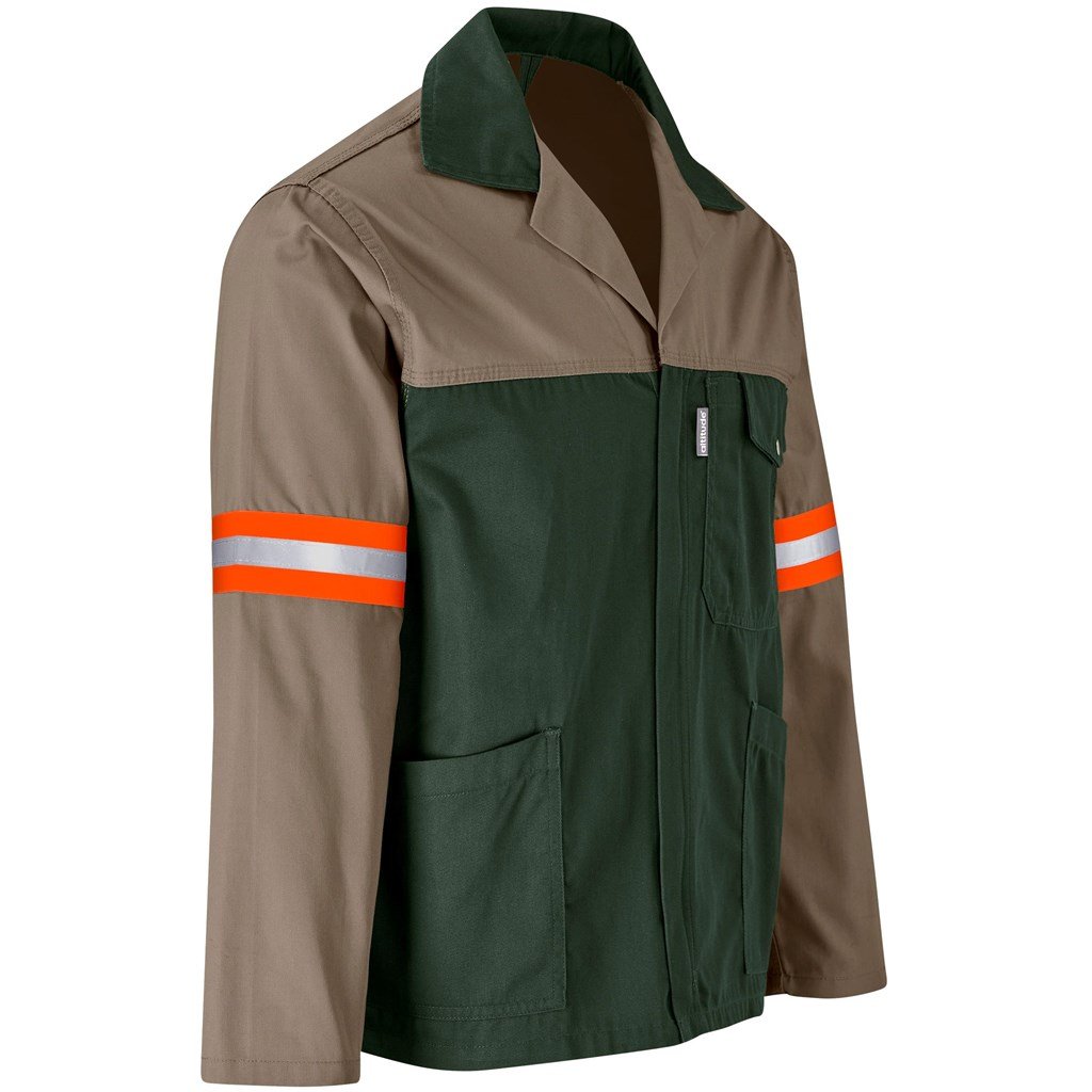 Two-Tone Polycotton Work Jacket - Reflective Arms & Back - Orange Tape