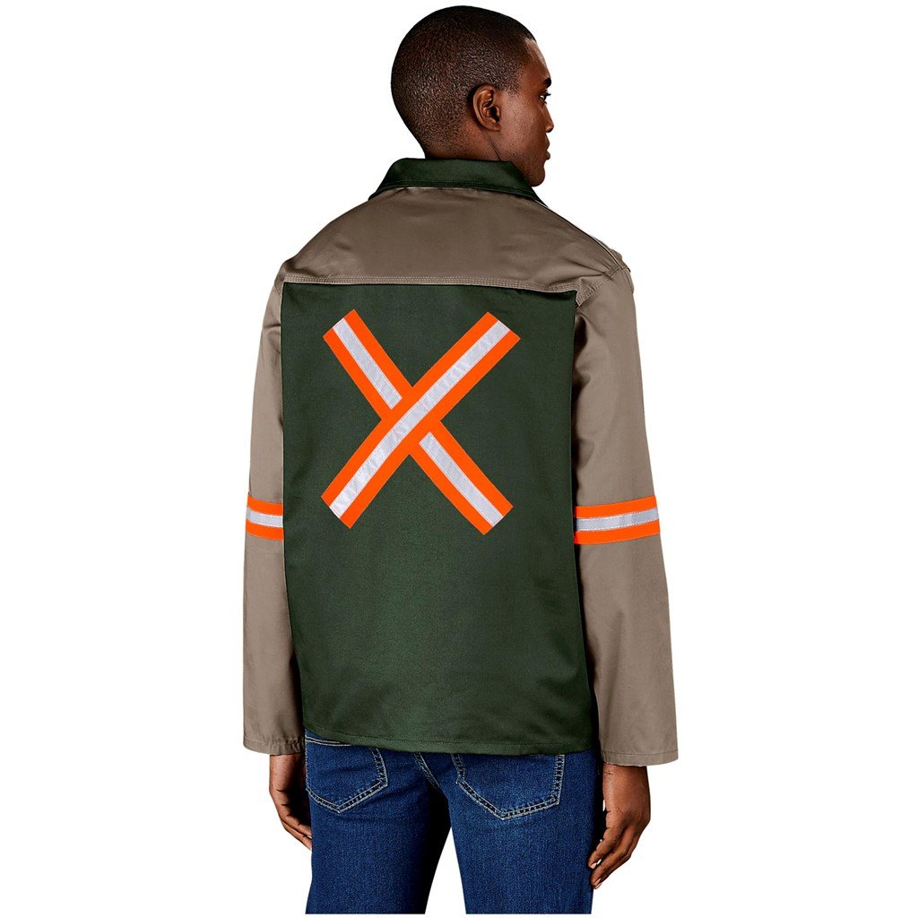 Two-Tone Polycotton Work Jacket - Reflective Arms & Back - Orange Tape