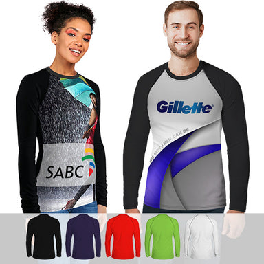 Unisex Raglan L-Sleeve Interlock with Full Colour Front - 50/50 Range