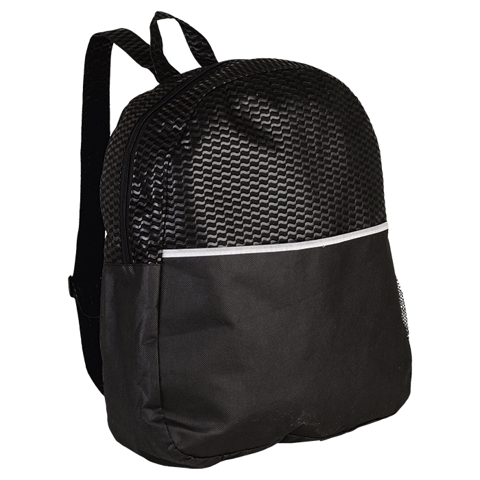 Wave Design Backpack Non-Woven Black / STD / Regular - Backpacks