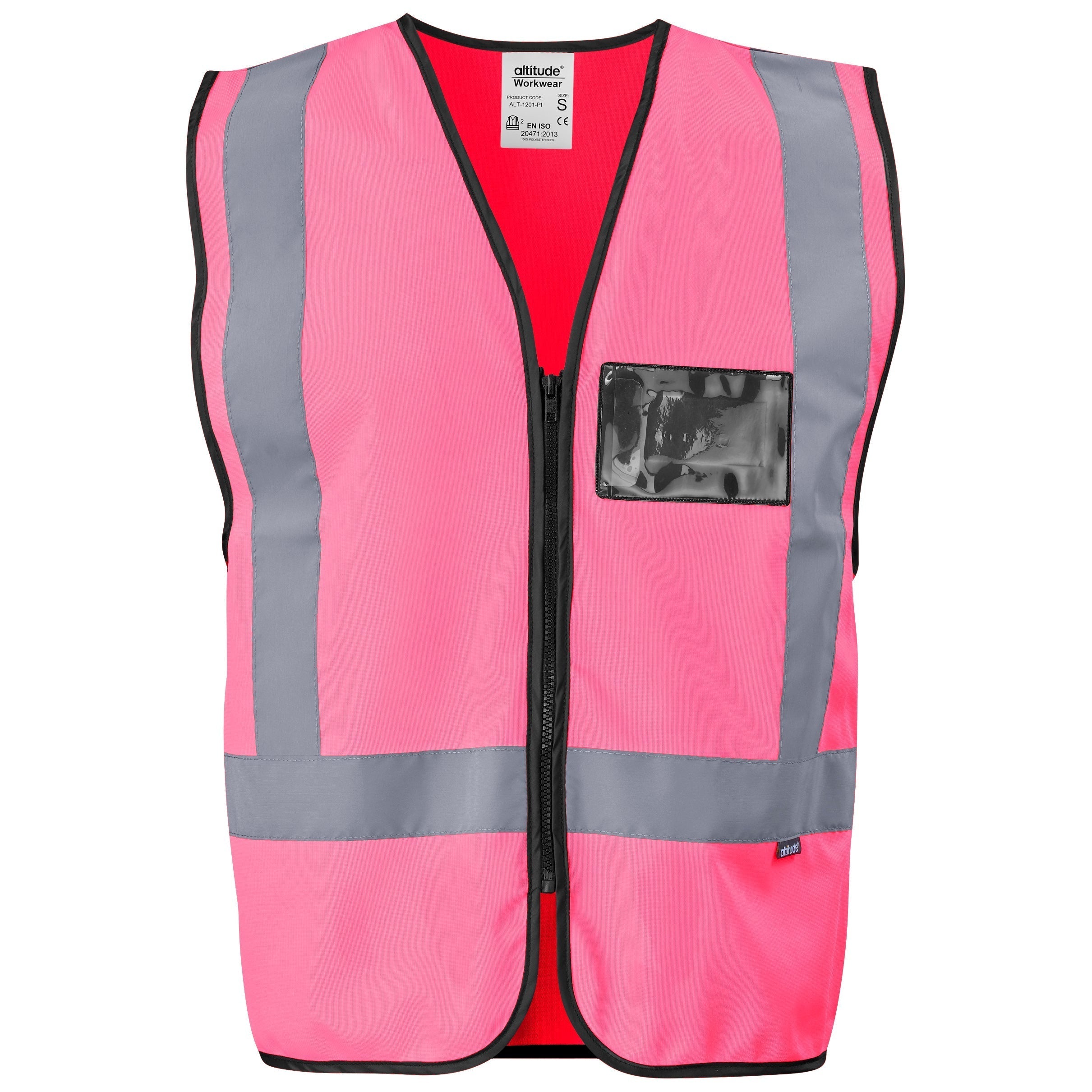 Direction En4 Hi-Viz Reflective Full Zip Vest-L-Pink-PI