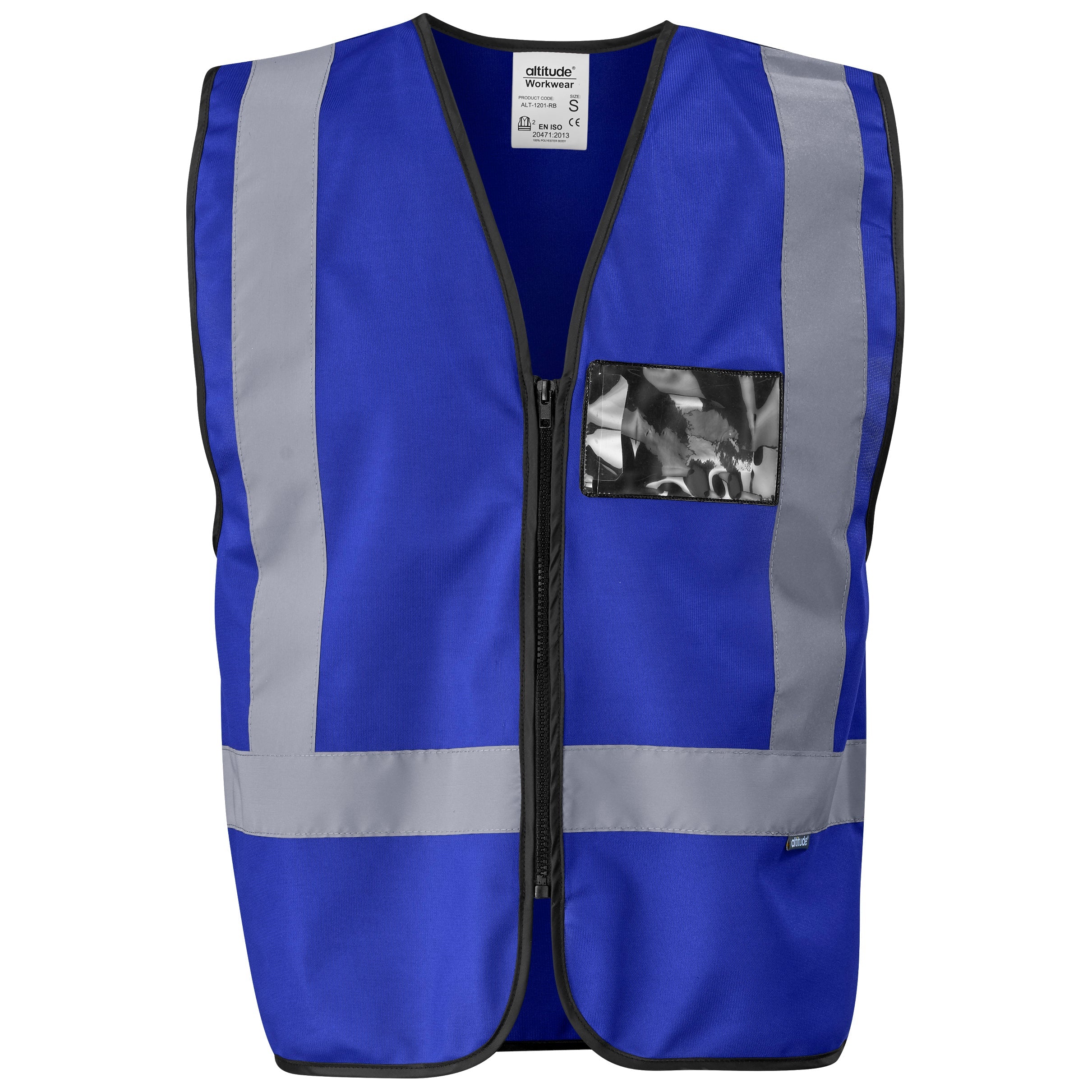 Direction En4 Hi-Viz Reflective Full Zip Vest-L-Royal Blue-RB