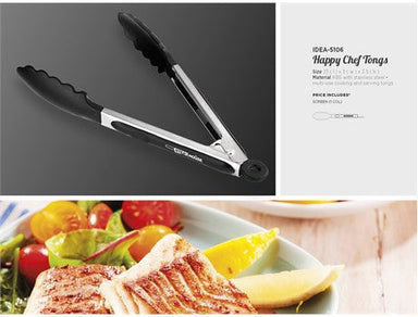 Happy Chef Kitchen Tongs-Black-BL