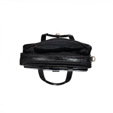 Italian Leather 2 Compartment Laptop Bag Black-