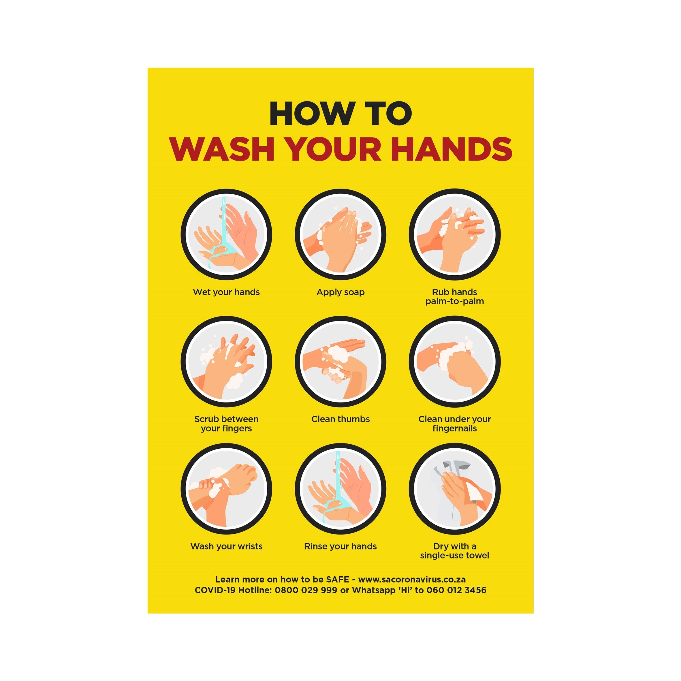 Jupiter A2 Hand Wash Poster - Set of 3-Yellow-Y