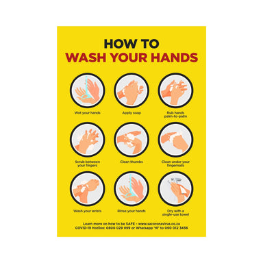 Jupiter A2 Hand Wash Poster - Set of 3-Yellow-Y