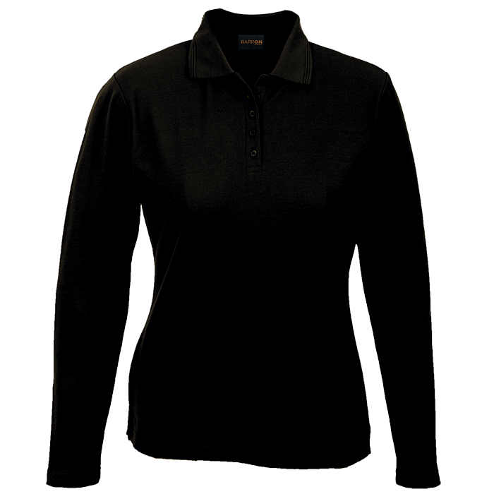 Ladies 175g Pique Knit Long Sleeve Golfer  Black 