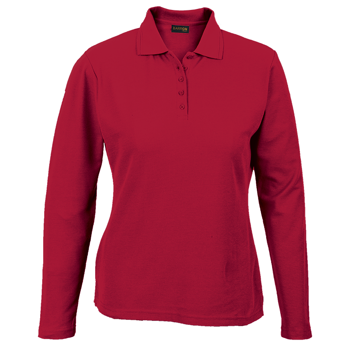 Ladies 175g Pique Knit Long Sleeve Golfer Red / XS / Regular - Golf Shirts