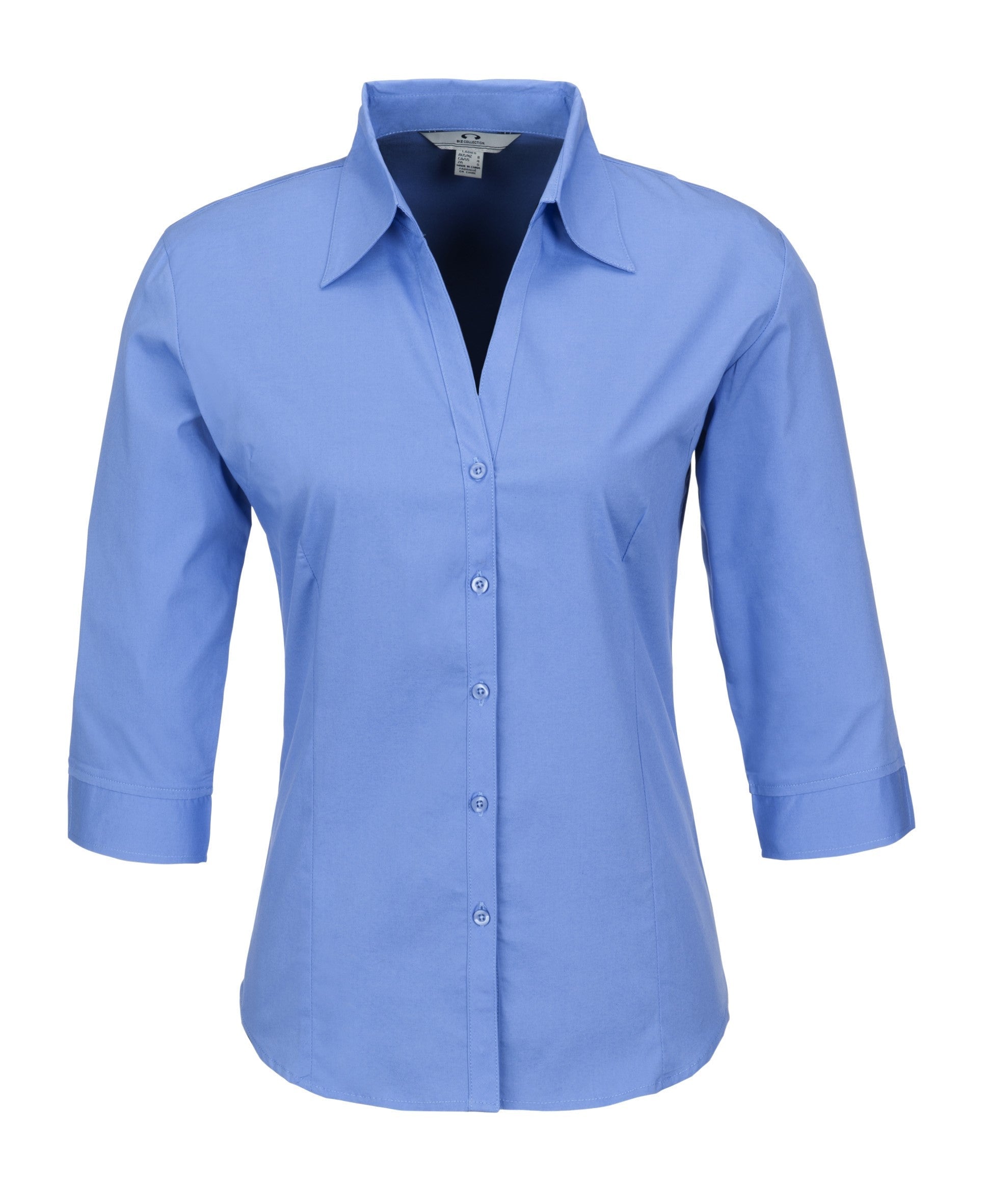 Ladies 3/4 Sleeve Metro Shirt - Black Only-2XL-Blue-BU