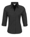 Ladies 3/4 Sleeve Metro Shirt - Black Only-2XL-Black-BL