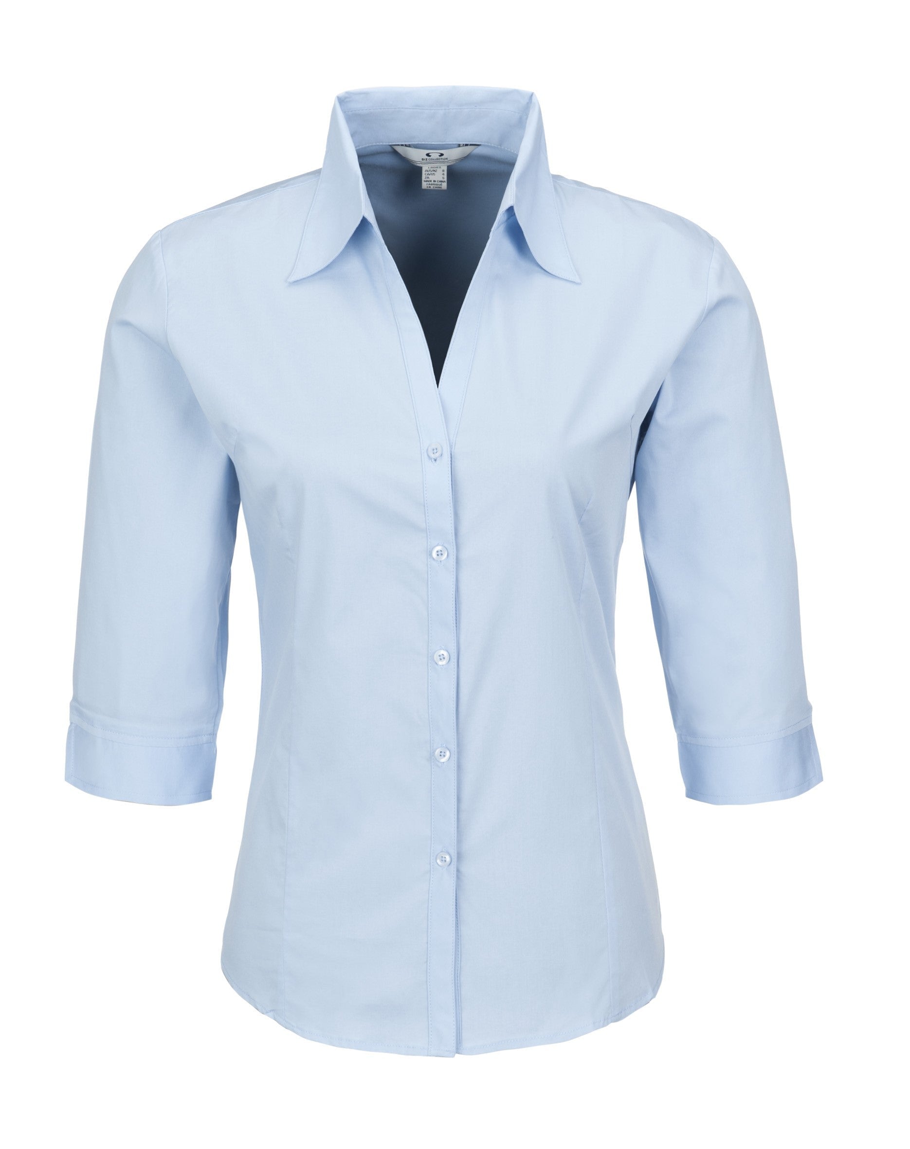Ladies 3/4 Sleeve Metro Shirt - Black Only-2XL-Light Blue-LB