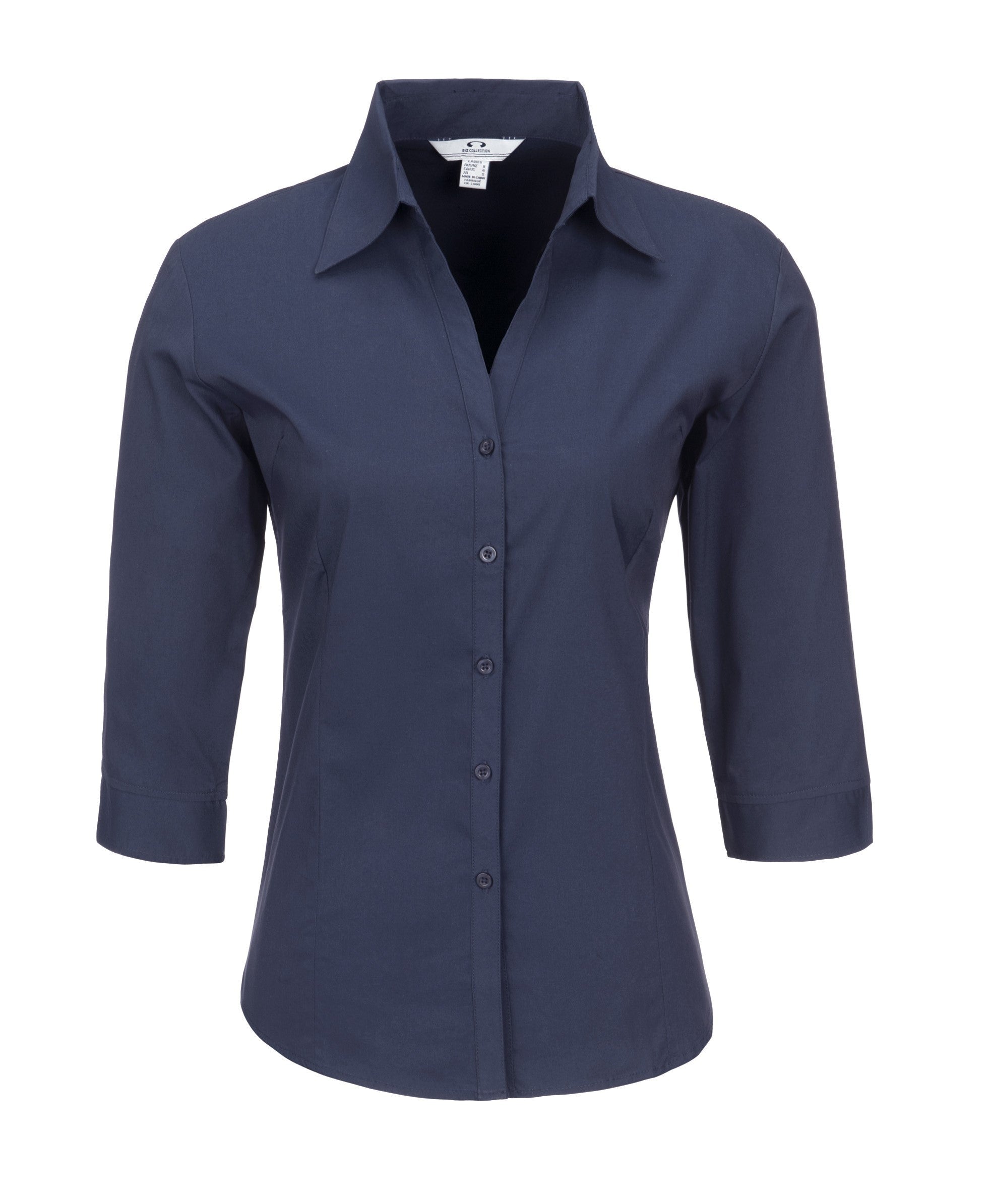 Ladies 3/4 Sleeve Metro Shirt - Black Only-2XL-Navy-N