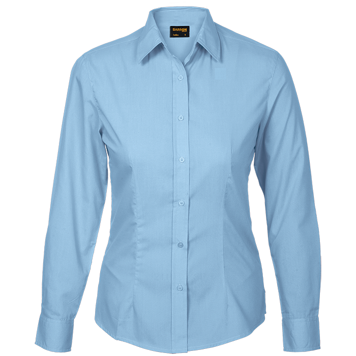 Ladies Basic Poly Cotton Blouse Long Sleeve Sky Blue / SML / Regular - Shirts-Corporate