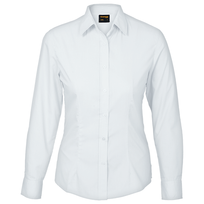 Ladies Basic Poly Cotton Blouse Long Sleeve White / SML / Regular - Shirts-Corporate