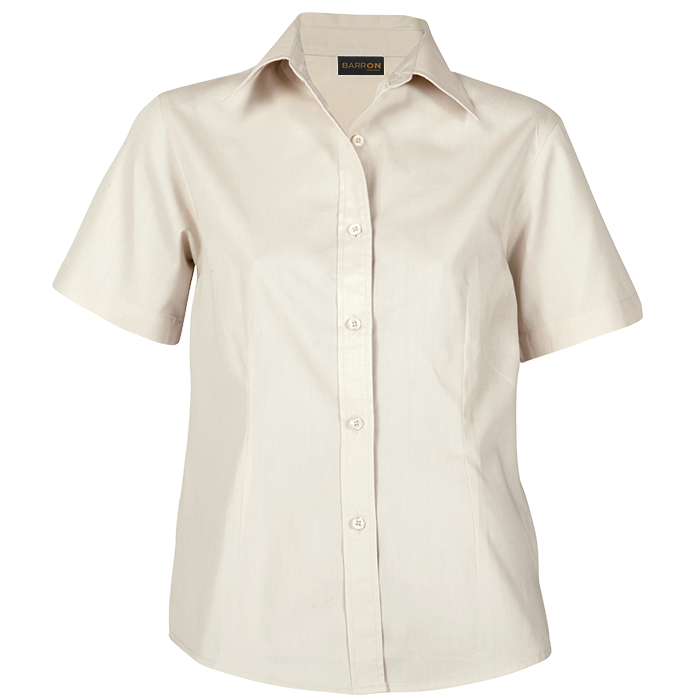 Ladies Brushed Cotton Twill Blouse Short Sleeve  