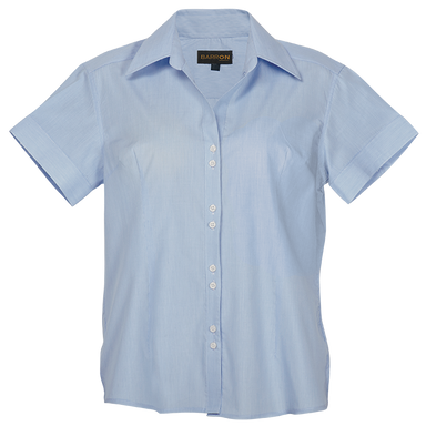 Ladies Century Blouse Short Sleeve  Sky/White / SML 