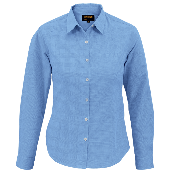 Ladies Clifton Check Blouse Long Sleeve  Sky Blue / 