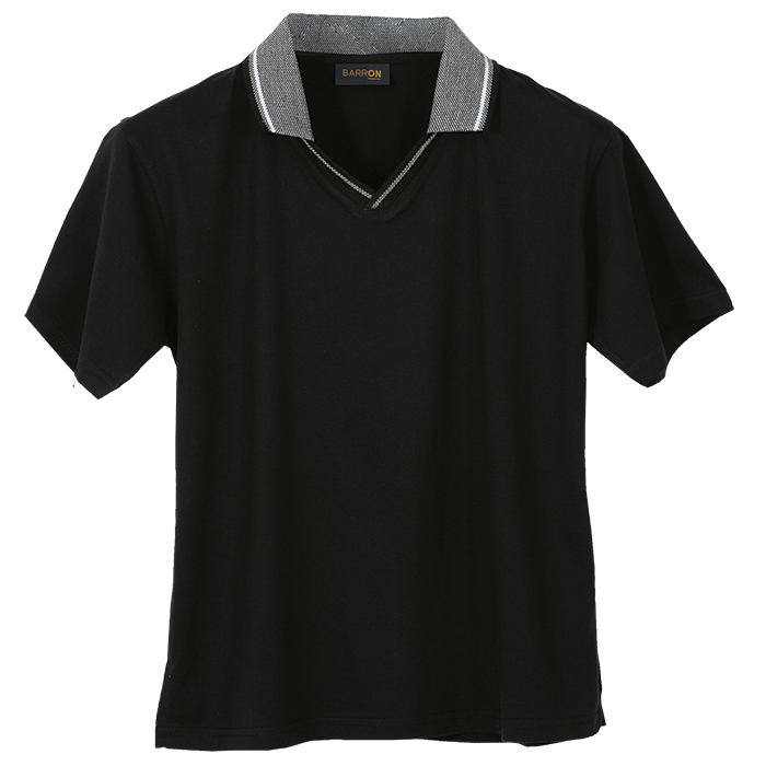 Ladies Jacquard Collar Golf Shirt Black / XS / Last Buy - Shirts