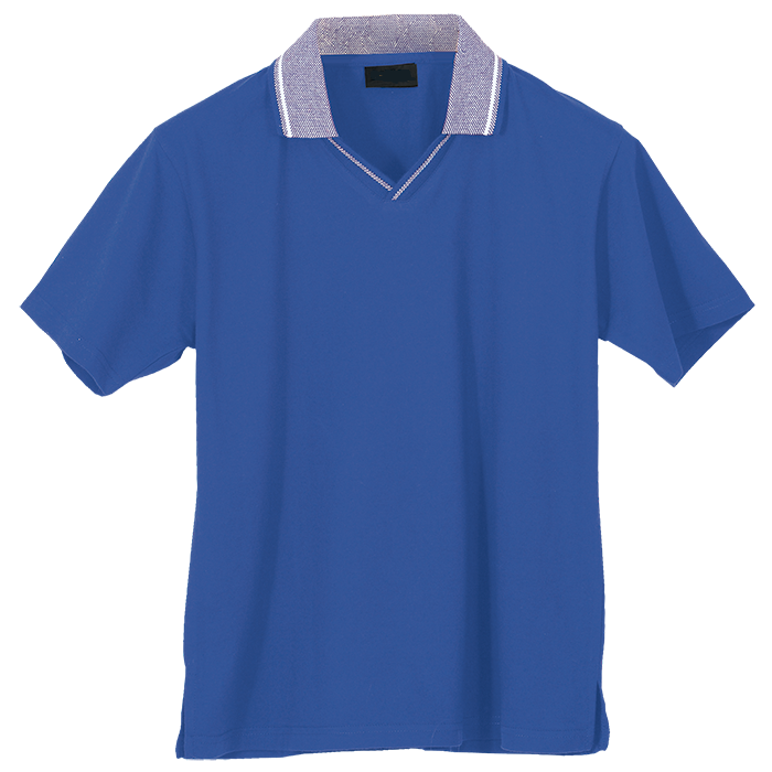 Ladies Jacquard Collar Golf Shirt Royal / XS / Last Buy - Shirts