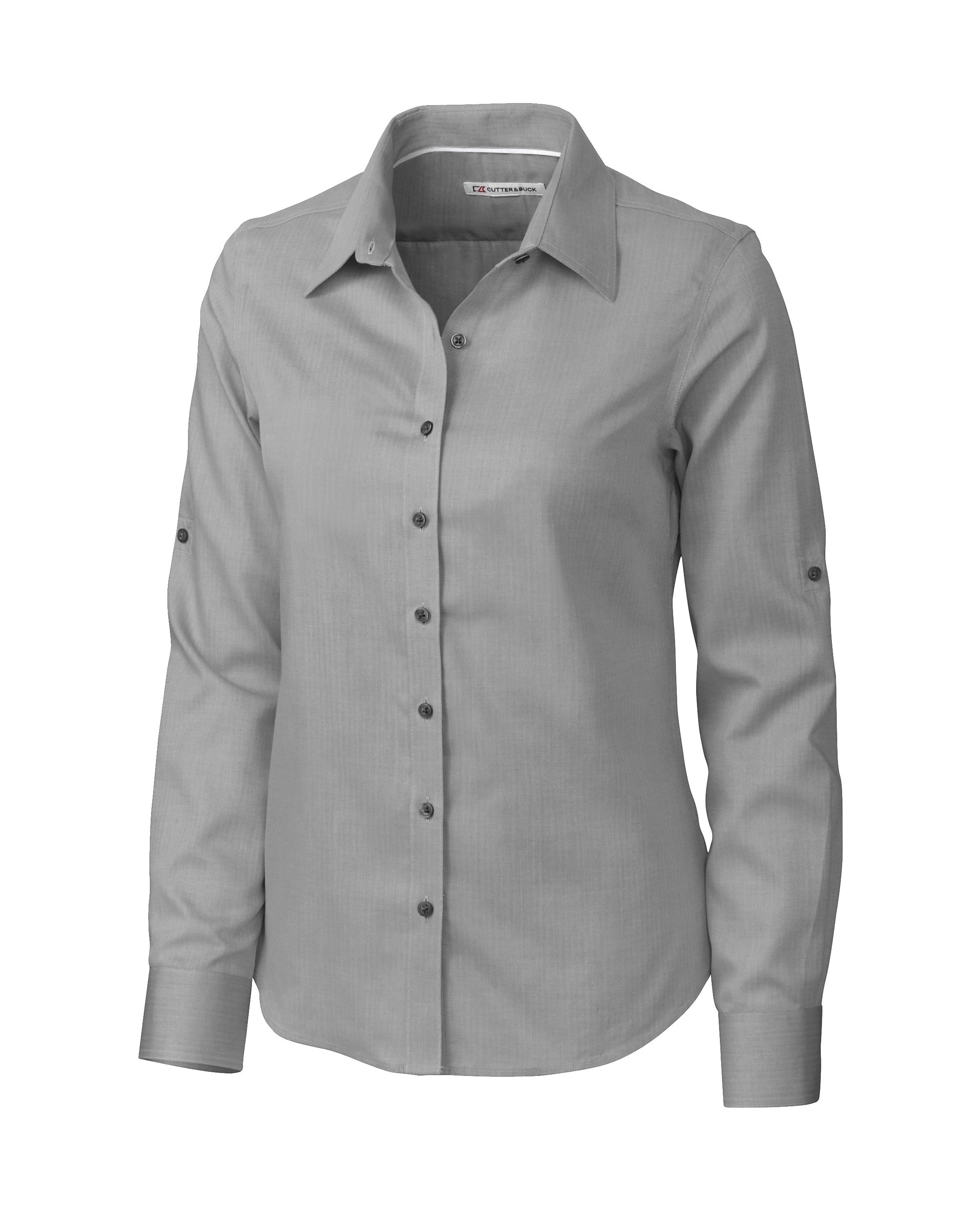 Ladies Long Sleeve Claremont Shirt - White Only-L-Dark Grey-DG2