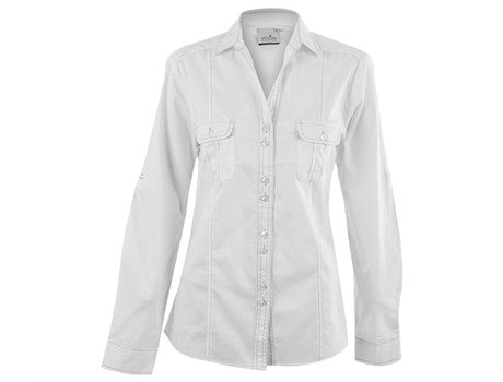 Ladies Long Sleeve Inyala Shirt - White Only-