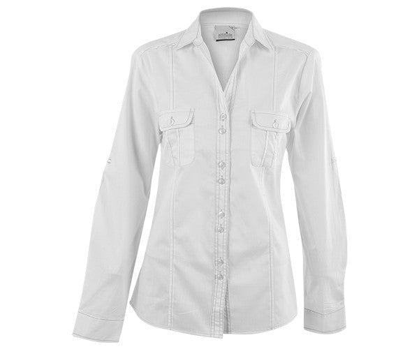 Ladies Long Sleeve Inyala Shirt - White Only-