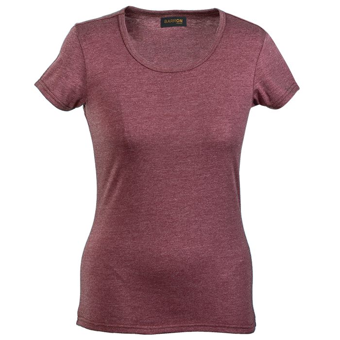 Ladies Melange Crew Neck T-Shirt Maroon / XS / Regular - T-Shirts