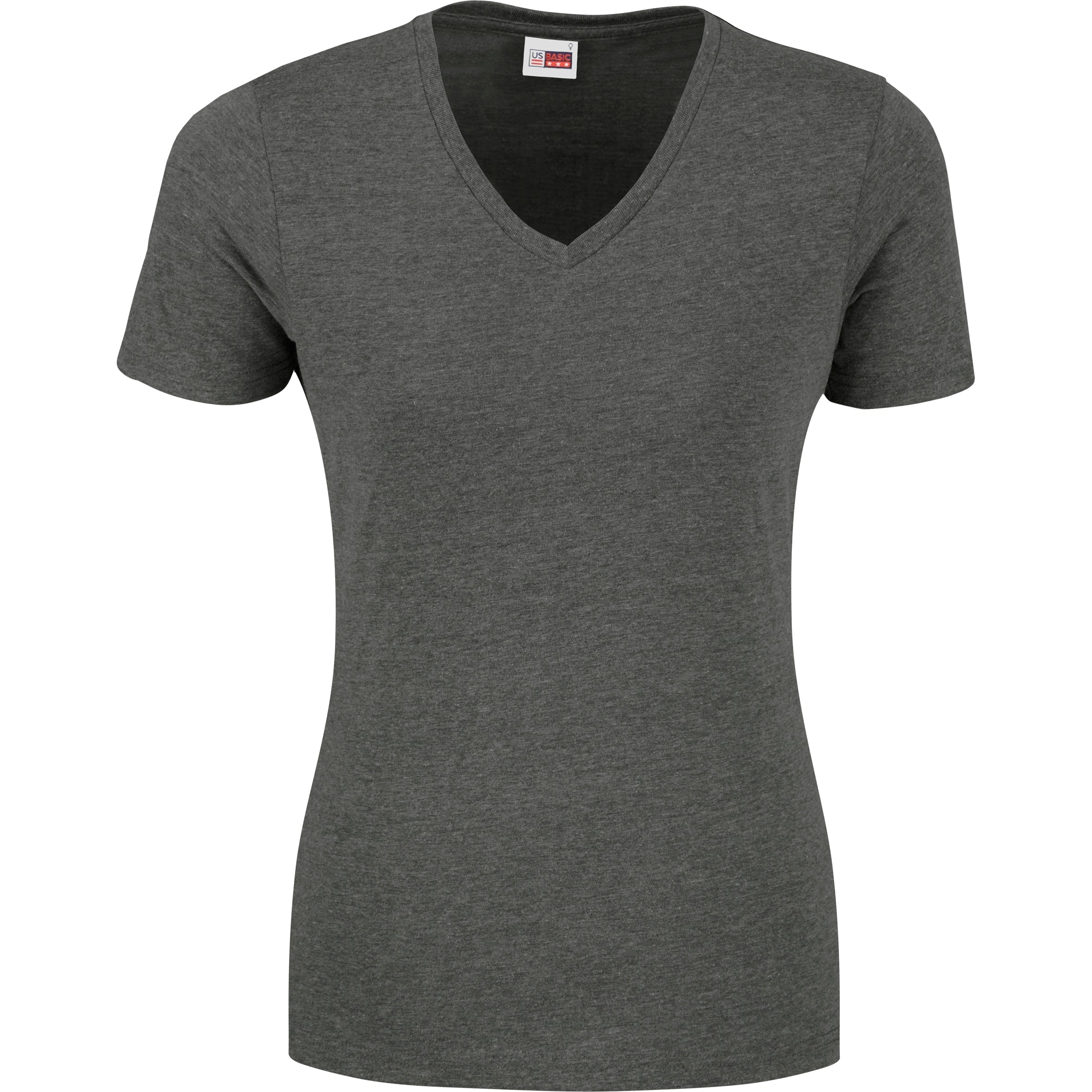 Ladies Michigan Melange V-Neck T-Shirt-L-Dark Grey-DG2