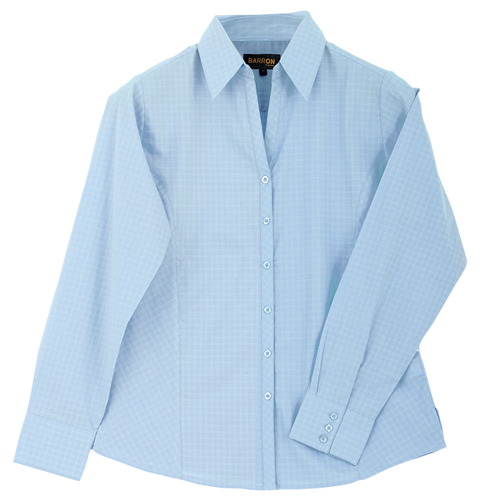 Ladies Pioneer Check Blouse Long Sleeve  Sky Blue / 