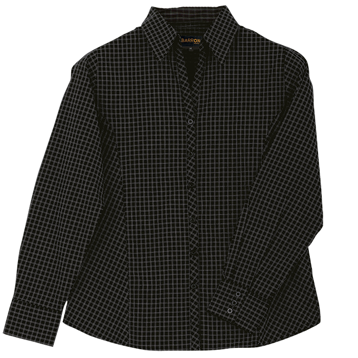 Ladies Pioneer Check Blouse Long Sleeve  Black / XS /