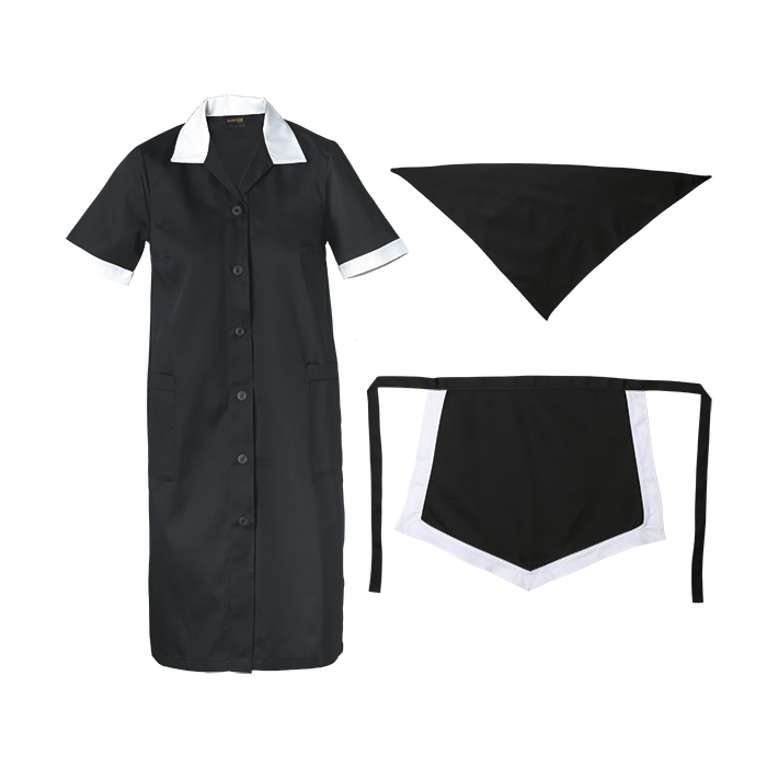 Ladies Poly Cotton 3 Piece Set Black/White / XS / Regular - Service and Beauty