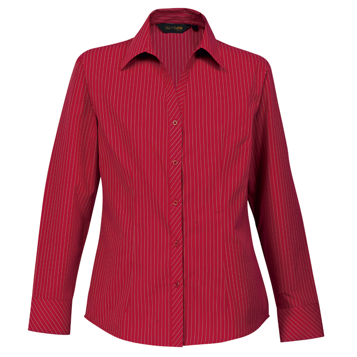 Ladies Quest Long Sleeve Blouse Red/White / SML / Regular - Shirts-Corporate