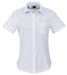 Ladies Short Sleeve Huntington Shirt - White Black Only-L-White With Light Blue-WLB