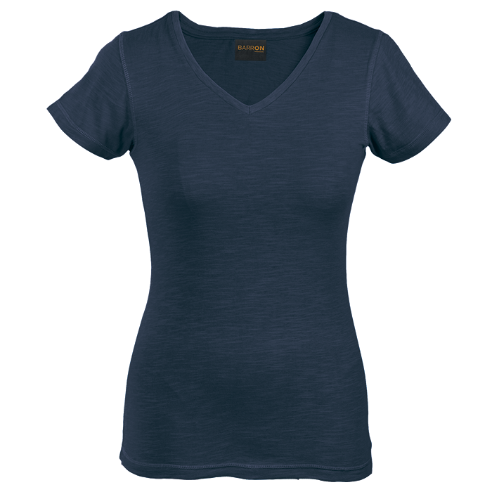 Ladies Slub V Neck T-Shirt  Navy / XS / Last Buy -