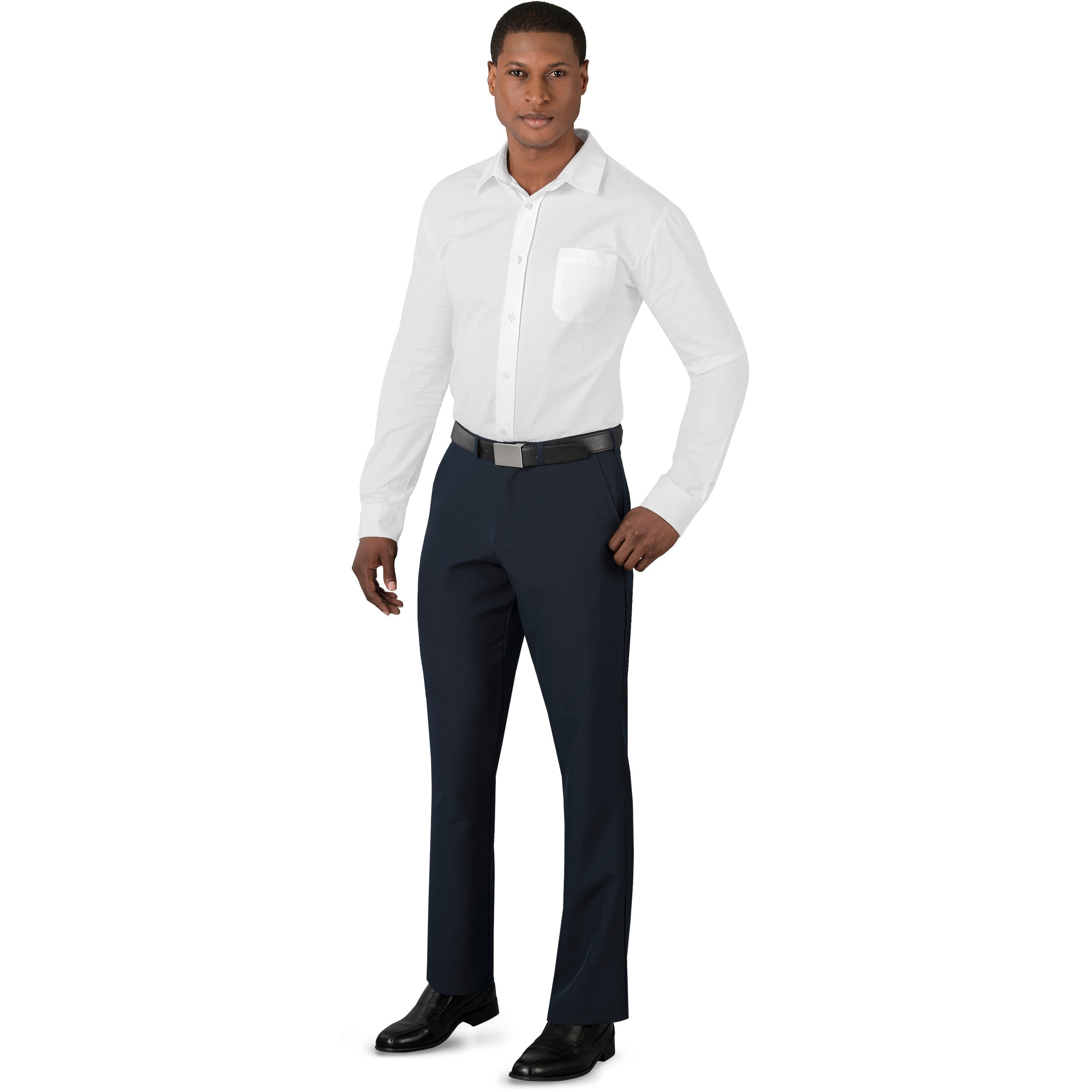 Mens Cambridge Flat Front Pants - Black Only-28-Navy-N