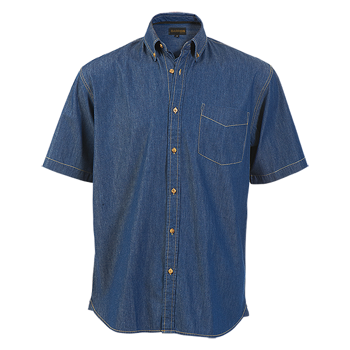 Mens Denver Denim Shirt Short Sleeve - Shirts-Corporate