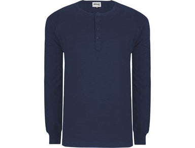 Mens Long Sleeve Henley T-Shirt - Navy Only-