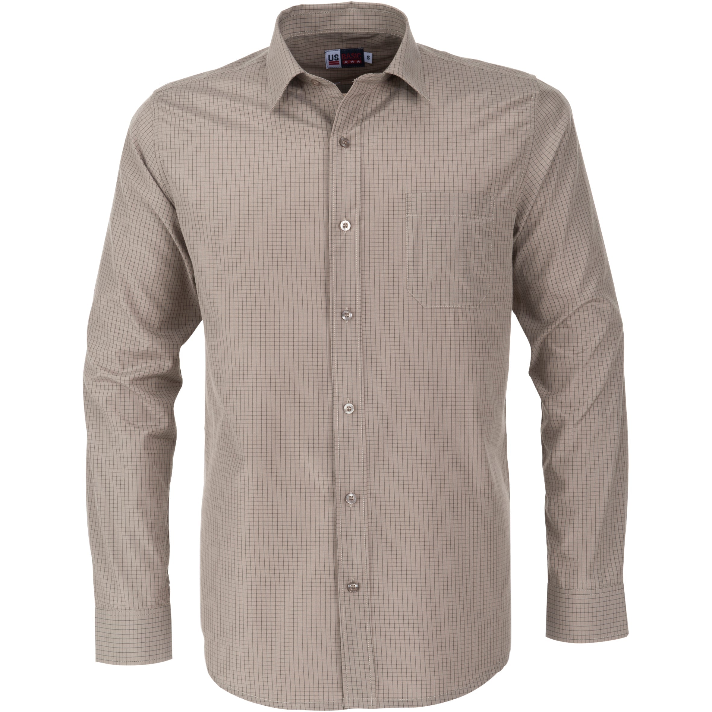 Mens Long Sleeve Huntington Shirt - Black Only-2XL-Khaki-KH