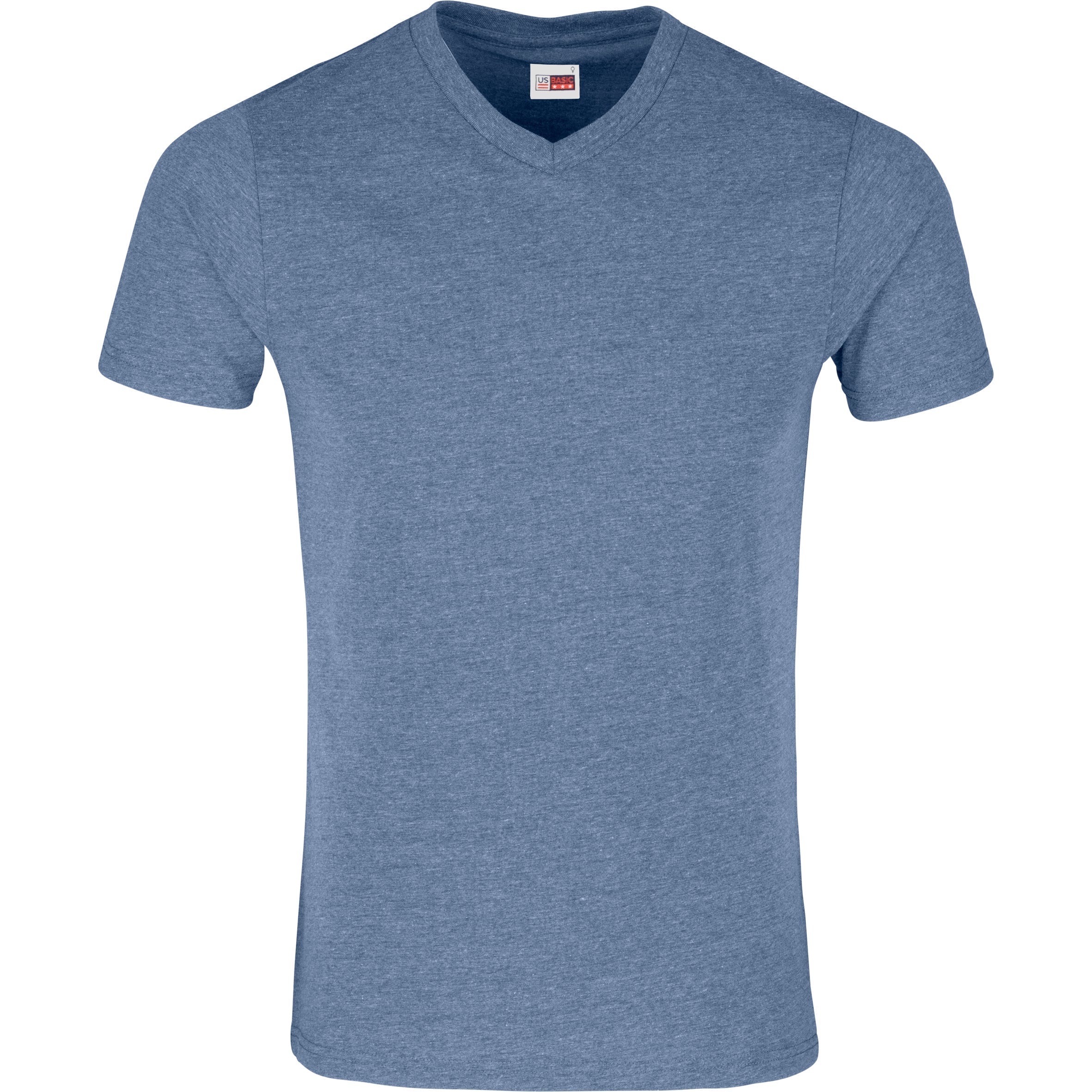 Mens Michigan Melange V-Neck T-Shirt-L-Blue-BU