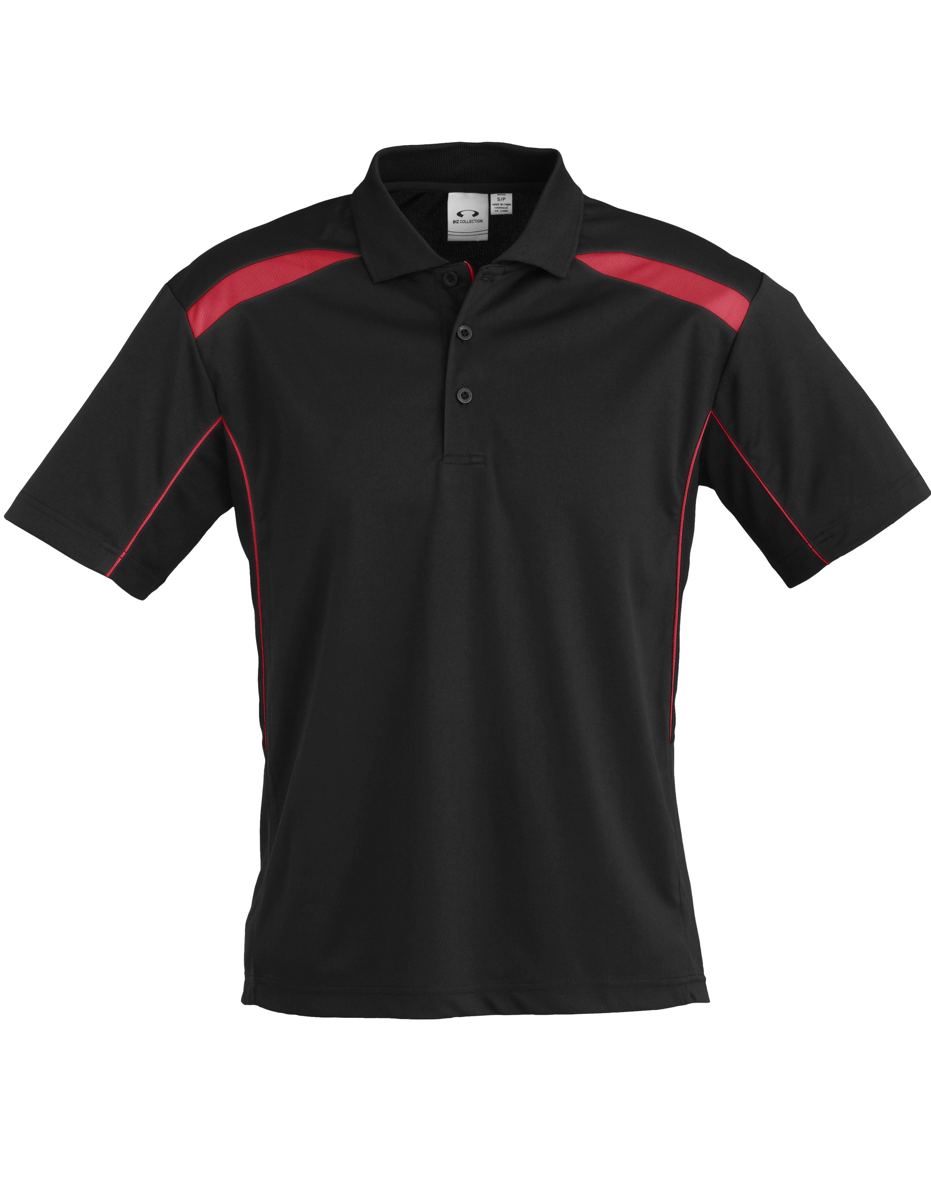 Mens United Golf Shirt - Red Only-L-Black With Red-BLR