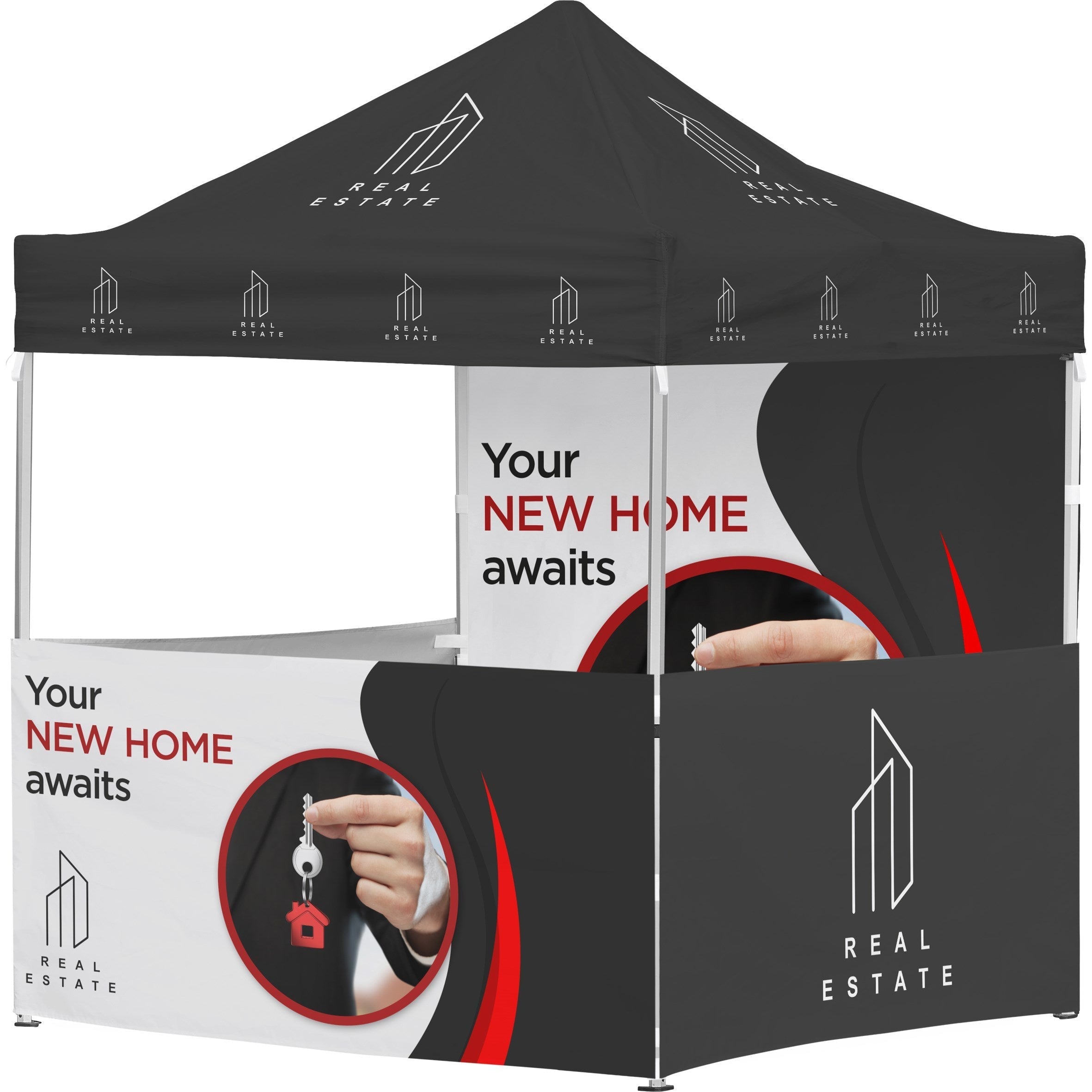 Ovation Sublimated Gazebo 2m X 2m Petite Frame - 3 Half-Wall Skins - 1 Full Wall Skin-Canopies & Gazebos